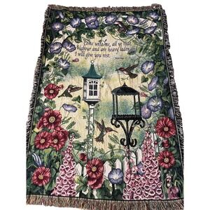 Manual Woodworkers & Weavers Matthew 11:28 Christian Woven Throw Blanket Floral